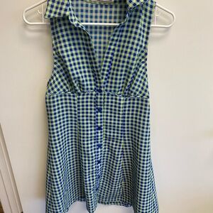 Urban Outfitters Blue and Lime Gingham Sleeveless Dress